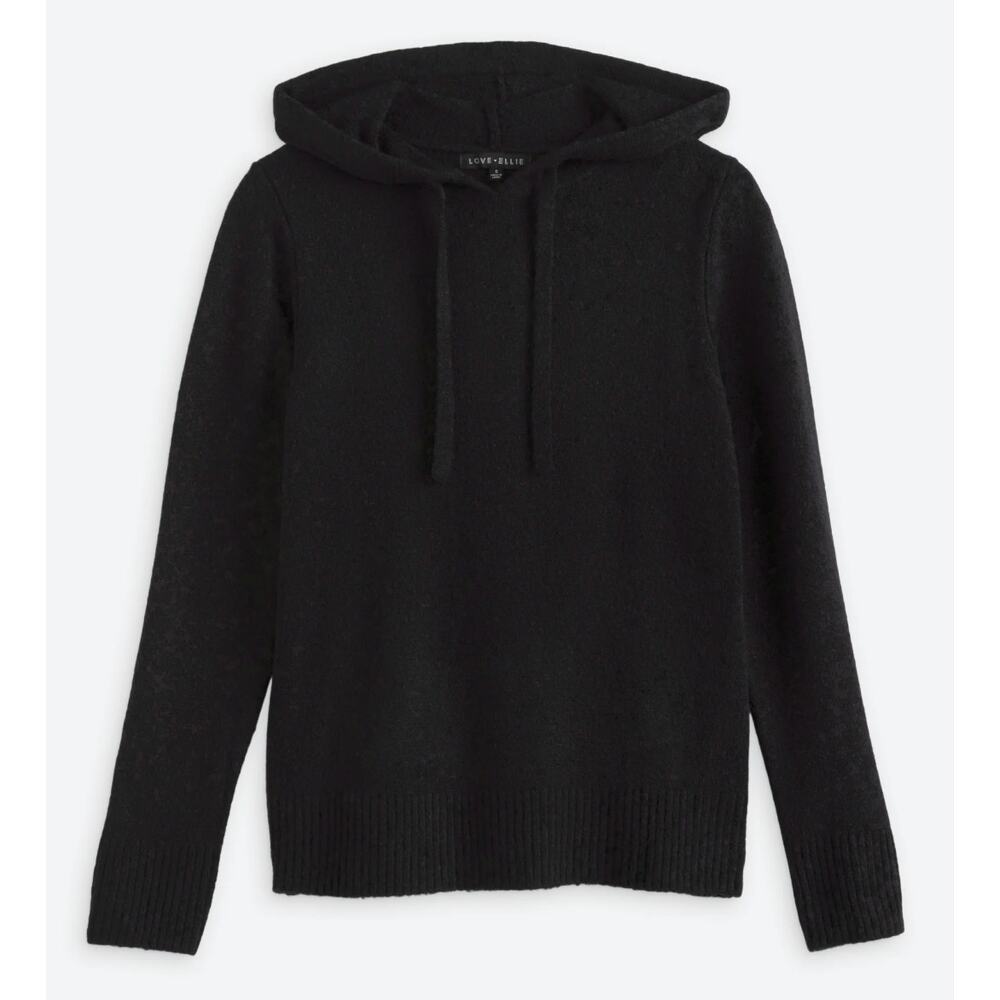 NWT LOVE ELLIE Daniela Hooded Long Sleeve Sweater Black Large